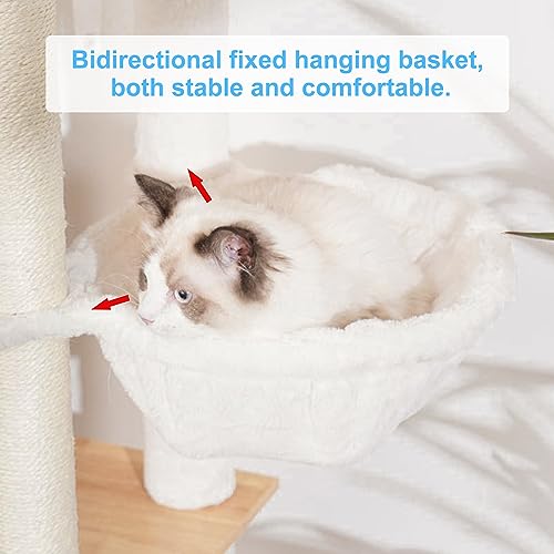 Image of Hey-brother Wooden Cat Tree, 66.1 inch Cat Furniture with Scratching Posts, Modern Cat Tower with hammocks, Toys, cat condo, Walnut MPJ120WB