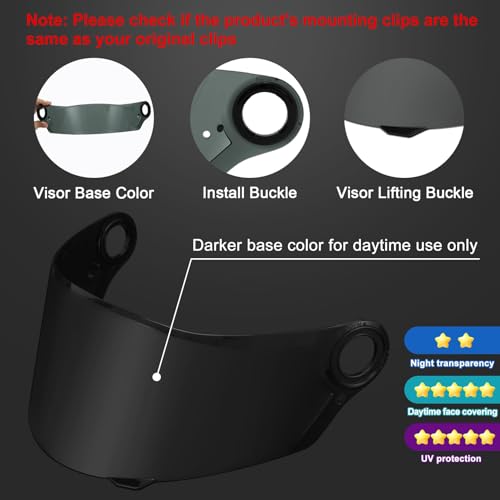 Image of PSLER Shatterproof Motorcycle Helmet Visor for LS2 FF358 FF396,Black | Impact-Resistant ,UV400 Protection, Motorcycle Tinted Face Shield for LS2 FF358 FF396,Visor Replacement