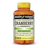 Mason Natural Cranberry with Probiotic, Calcium and Vitamin C, Highly Concentrated - Supports Antioxidant and Immune Health, Maintains a Healthy Urinary Tract, 60 Tablets