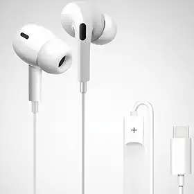 Fone de Ouvido Intra-Auricular USB-C com microfone, Graves Reforçados, Cabo 1,2m, Compatível com iPhone iOS, Samsung Androide, Ideal para Chamadas, Músicas e Vídeos, Cor Branco