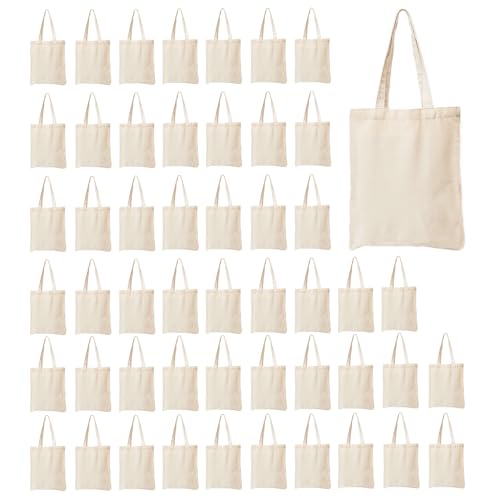 Waritili Blank Canvas Tote Bags, 5 Pack 8.8 x 9.6 Inch Reusable Economical Cotton Tote Bag, 10Oz Thicken Grocery Cloth Bag, Blank Bag Suitable for DIY, Advertising, Promotion, Gift, Event