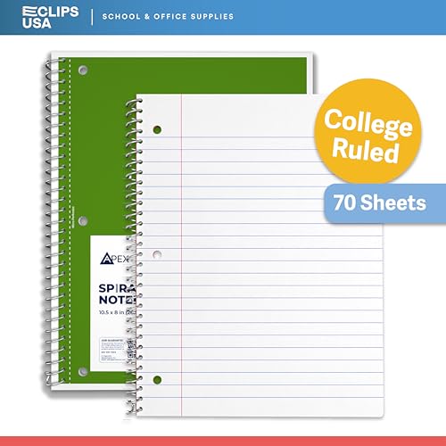 Cahier à spirales 70 feuilles assortiment de 6 couleurs E-CLIPS