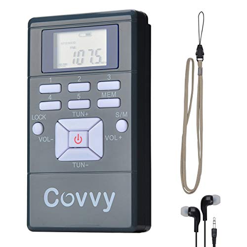 COVVY Mini Radio Receptor de FM Portátil Reloj Digital de Radio Estéreo con Auriculares para Conferencia Conferencia de Audición de Interpretación Simultánea, Equipo de la Guía Cover