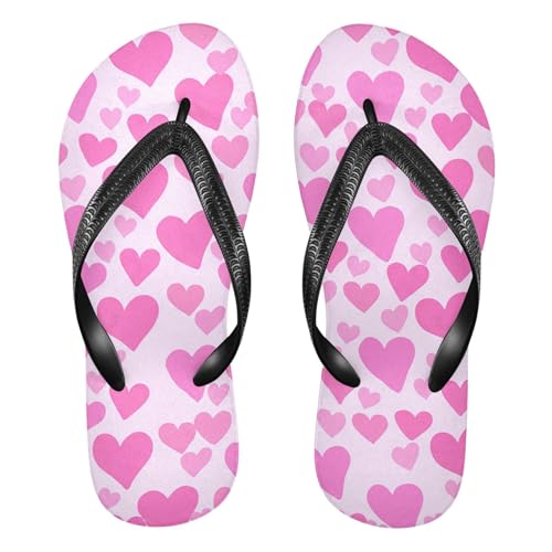 Pink Hearts Flip Flop Beach Summer Casual Sandal for Women & Men Shower Shoes 20861762