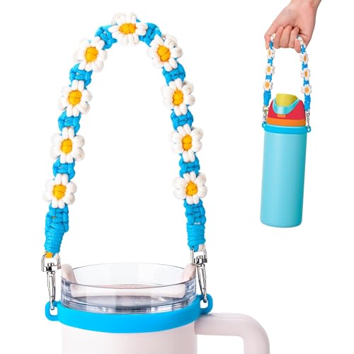 Image of Water Bottle Handle Strap for Stanley Cup, Owala and Most 12-40oz Bottles | Handle Strap for Hydro Flask, for HydroJug, Easy To Carry, Boho Hand-Woven, for Commutes, Outdoor Use