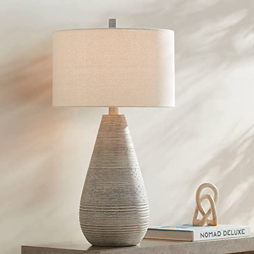360 Lighting Julio Modern Table Lamp for Living Room and Bedroom 30" Tall Natural Gray Textured Ceramic Off-White Oatmea 