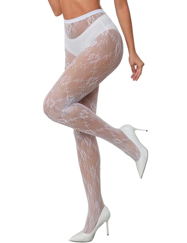 Image of 2 Pairs Lace Patterned Tights Fishnet Floral Stockings Small Hole Pattern Leggings Tights Net Pantyhose