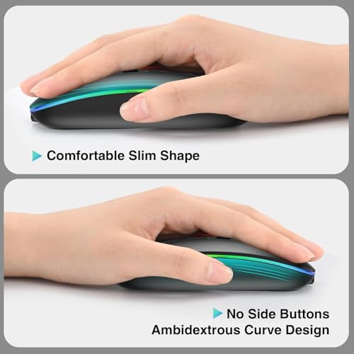 Image of cimetech Wireless Mouse for Laptop, M01 Rechargeable Silent LED Computer USB Mice, [BT5.1 and 2.4G Receiver] Dual Mode Slim Sleek, Plug and Play for iPad Mac Chromebook Tablet PC Notebook