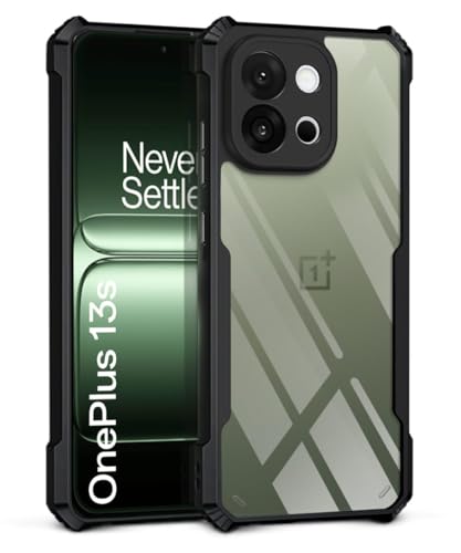 Image of WOW IMAGINE Shock Proof Clear Protective Back Case for 1+ OnePlus 13s 5G - AirEDGE Technology | 360 Degree Camera Protection | Transparent Hybrid Back Case Mobile Cover - Black