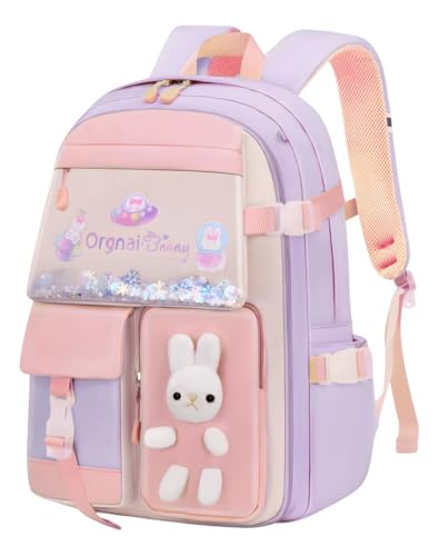 Mochila Para Notebook Com Brilho E Coelho De Pelúcia Kids