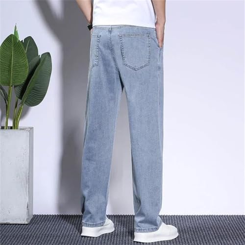 Men's Summer Baggy Jeans Thin Loose Straight Denim Pants Breathable Business Casual Soft Trousers4