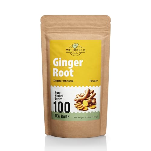Image of 100 Bags Ginger Tea Ginger Root Tea Dry Dried Herb (Zingiber Officinale) - 100 Count 1.5g Bags Raiz De Jengibre