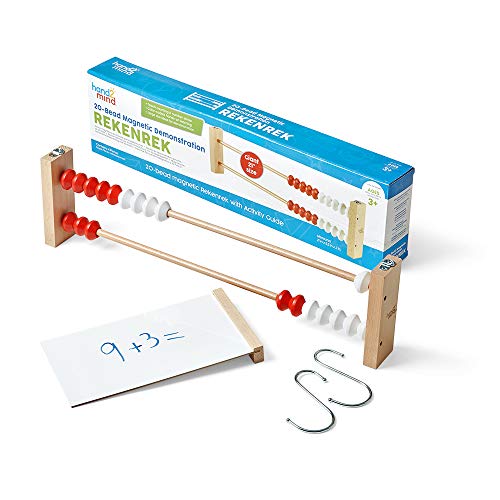 Image of hand2mind-93440 20-Bead Giant Magentic Rekenrek Colored Abacus, for Kids, Wooden Counting Math Manipulatives, Learn Counting and Numbers (Set of 1)