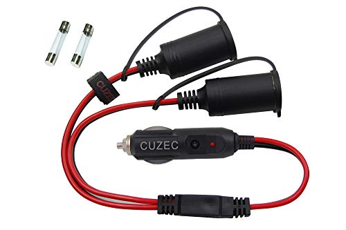 CUZEC 14AWG 1 to 2 Car Cigarette Lighter 14 AWG Cord 12v / 24v Car Cigarette Lighter Splitter, Power Charger Adapter 2-Way Waterproof Socket Splitter