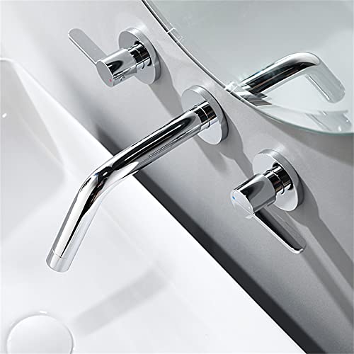 Robinet mural de lavabo double manette pour salle de bain - 4