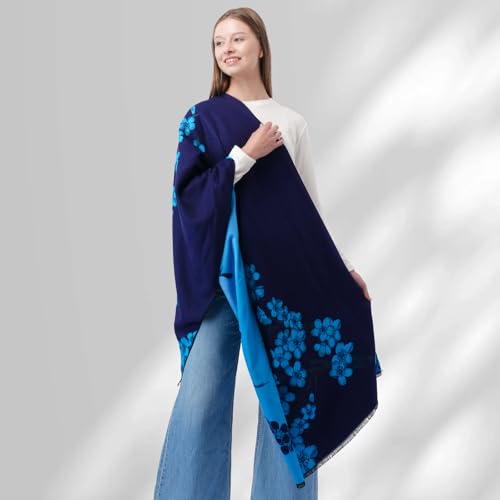 Winter Pashmina Scarf for Women, Elegant Floral Design, Large Size, Both Sized Pattern, Soft, Warm, Shawl Wrap3