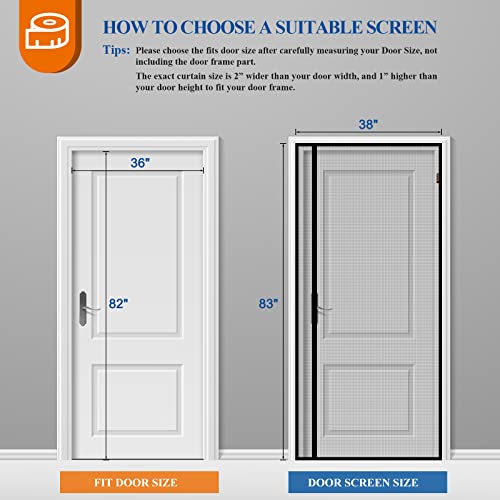 Magzo Magnetic Screen Door, Fits Door Size 36'' X 82'', Reversible Left Right Side Opening, Fireproof Material Not Easy To Tear, Keep Annoying Creatures Out, Hands-Free Entry By Strong Magnets (Grey) #TOP1