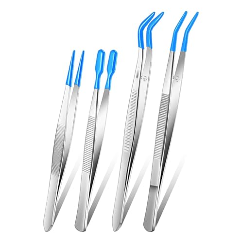 Fangxuee - Fangxuee Tiptes de 4 Pièces Réglées avec des Pointes en Caoutchouc, en Revanche en PVC, à Pointe Droite/Plate/Longue Pincette