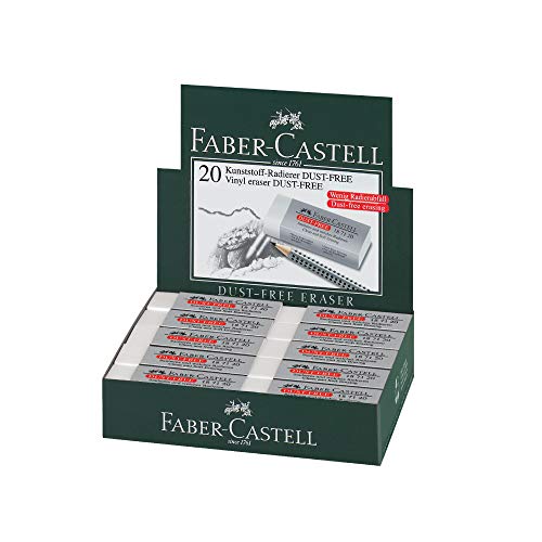 Faber-Castell Dust Free White Eraser (Box of 20) - Soft Erasing, Comfort Edge, Latex Free, Great for Black Lead Erasing for School, Office & Home