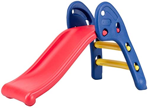 HONEY JOY Folding Slide, Indoor First Slide Plastic Play Slide Climber for Kids