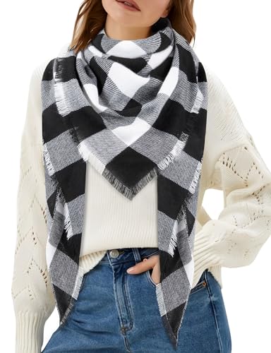 MELLIEX Damen Schal und Tuch Winter Damen Schals Decke Schal für Frauen Tartan Schal Damen, Schwarz & Weiß