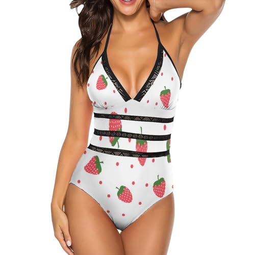 Maillot de bain une pièce femme original bikini monokini fraise