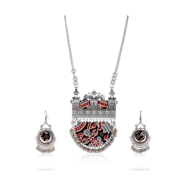PAVITRA ART Antique Handmade azarak Necklace Set with Earrings For Women Girls oxidised azarak Design.(pack of 1)