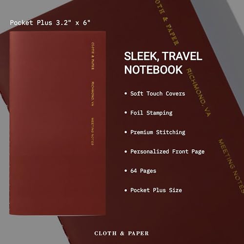 Cuaderno de reuniones Pocket Plus estructurado en color Burdeos para organizar notas y tareas 3