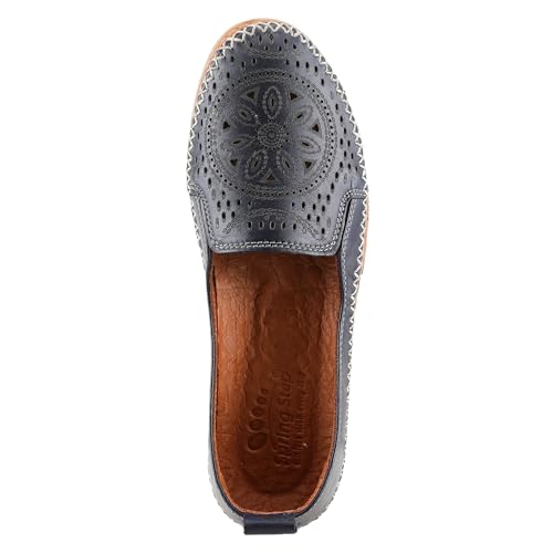Image of Spring Step Women's Ingrid Loafers - Premium Leather Slip-On with Laser Cutout Design, Elastic Goring and Lightweight Flat Sole for Comfortable Stylish Wear