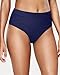 Daci Navy Blue Full Coverage Bikini Bottoms - Mid Rise Bathing Suit Bottoms for Women Tummy Control Swimsuit Bottom L