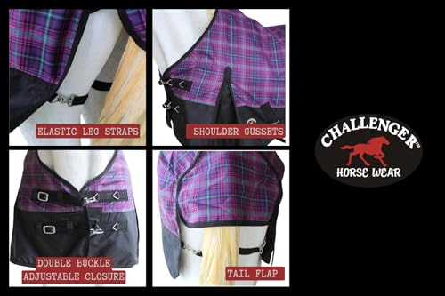 Image of Challenger 1200D Turnout Waterproof Rain Light-Weight Sheet Plaid Horse Blanket 3EE08G