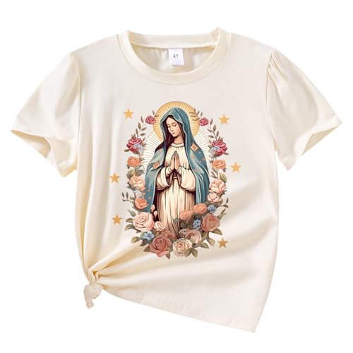 Toddler Girl Clothes - Cartoon Graphic Print Round Neck Short Sleeve - Girl Summer Clothes Tops Size（3-7T）