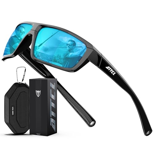 Image of ATTCL Polarized Sunglasses Men for Fishing: UV Protection Lightweight TR90 Sports Wrap Sun Glasses Driving Golf Running