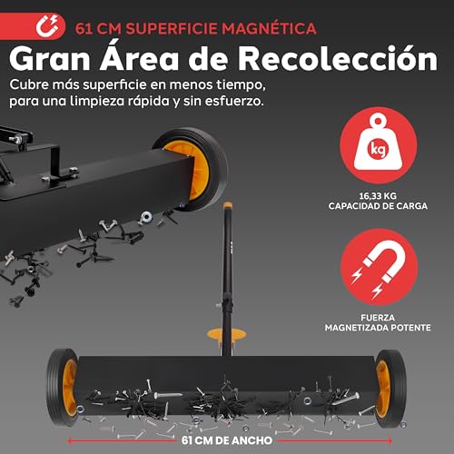 Miniatura 4 de Pyle Barredora Magnética Rodante, De 24 , Con Mango Ajustable, Recolector De Metales. Resistente Para Taller, Construccion Y Uso Industrial