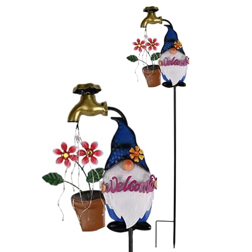 Piquets de lumière solaire nain de jardin et robinet étanche déco