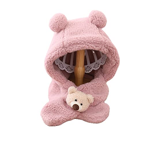 Gorro bebé invierno oso con bufanda integrada para niños pequeños