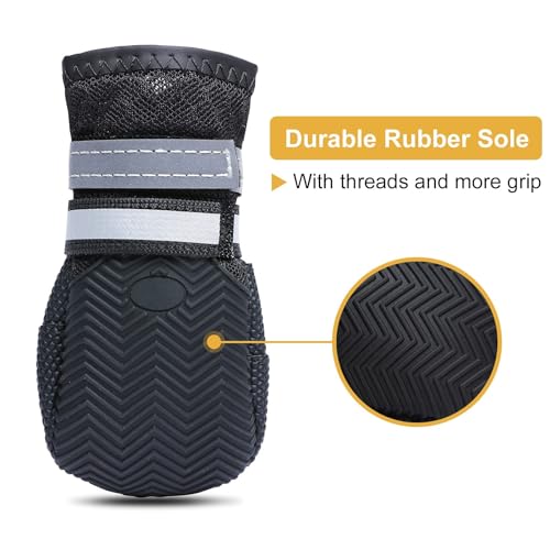 Breathable Mesh Dog Boots Nonslip Soft Rubber Sole Dog Shoes for Medium Large Dogs (Pack of 4) Breathable Mesh Dog Boots Nonslip Soft Rubber Sole Dog Shoes for Medium Large Dogs (Pack of 4)