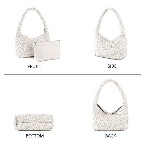 Image of Handmade Woven Bag Women Shoulder Handbags Vegan Leather Tote Bag With Purses Woven Tote Bag Shoulder Bag Underarm Bag