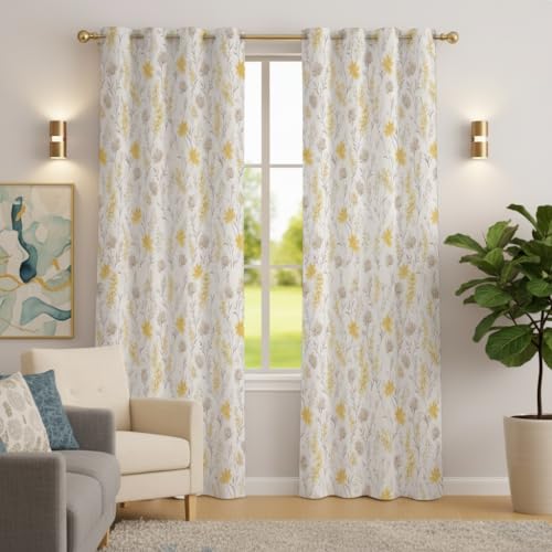 Image of STITCHNEST 'Florea Series' Premium Satin Room Darkening Curtains 7 Feet Long Set of 1 | Door Curtain 7 x 4 Feet | Blocks 70-80% Light | Ideal for Bedroom, Living Room & Home Decor