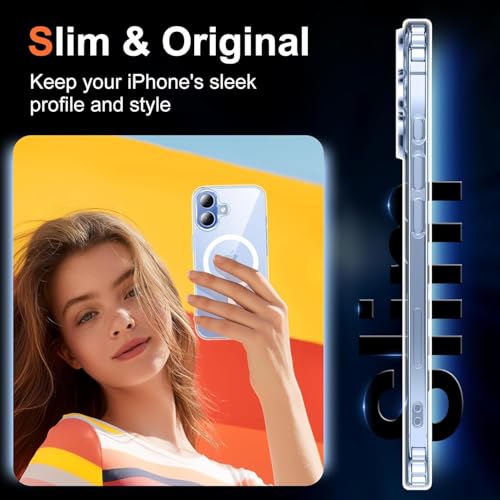 Image of for iPhone 17 Case Clear with Screen Protector, Compatible with Magsafe, Anti-Yellowing, Military-Grade Protection, Shockproof Slim Magnetic Phone Case Cover, Transparent