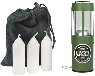 UCO Original Candle Lantern Value Pack with 3 Candles and Storage Bag, Green, One Size