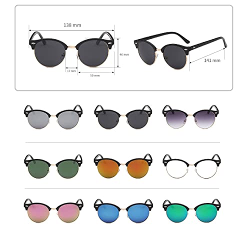 Image of AUGEN By Visions India Retro Vintage Round Abstract Unisex Sunglasses UV400 Protected Medium Size (Blue, 122)