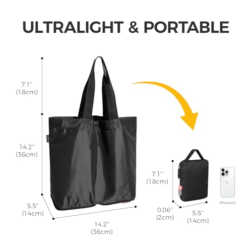 pack all 16L Lightweight Packable Tote Bag, Water Resistant Foldable Grocery Bag, Reusable Shopping Bag3