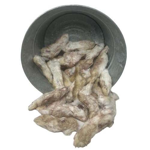JACK'S PREMIUM Rabbit Feet - Dehydrated Dog & Cat Chews - Whole Back Rabbit Feet with Fur - High Value Single Ingredient Treat (24 Feet)