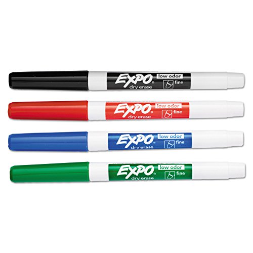 EXPO 86074 Low Odor Dry Erase Marker Fine Point Assorted 4/Set
