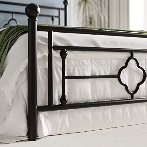 Hoomic 14 Inch Queen Size Metal Platform Bed Frame With Vintage Headboard And Footboard/Mattress Foundation For Storage/No Box Spring Needed/Easy Assembly/Black #TOP6