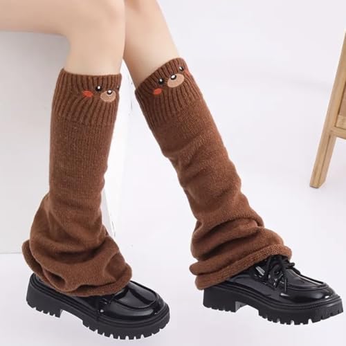 ClawsandPaws Cartoon Frog/Strawberry/Rabbit/Bear Crochet Leg Warmers, Y2K Thick Winter Leg Warmers, Cute Knitted Long Socks2