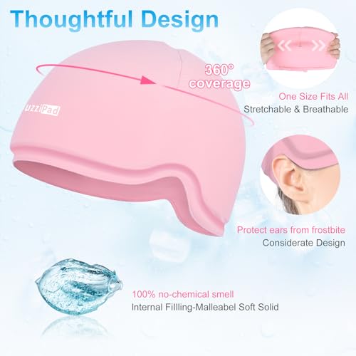 SUZZIPAD Cold Cap for People Who Suffer from Cancer, Stress Relief Hat, Ice Caps for Chemo, Cold Hats for Head Discomfort, Cancer Care for Women and Men, Pink4