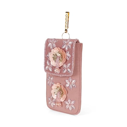 Image of J I ACCESSORIES Velvet Saree Clutch Mobile Pouch Waist Clip Ladies Purse Gift For Women