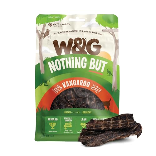 W&G Kangaroo Dog Treats — Single-Ingredient, Grain-Free, Hypoallergenic Training Snacks, 5oz (5oz, Kangaroo Jerky)